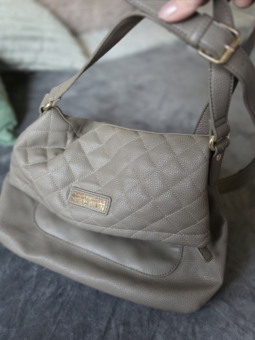 Kenneth Cole Reaction Quilted Shoulder Bag in Taupe Gray